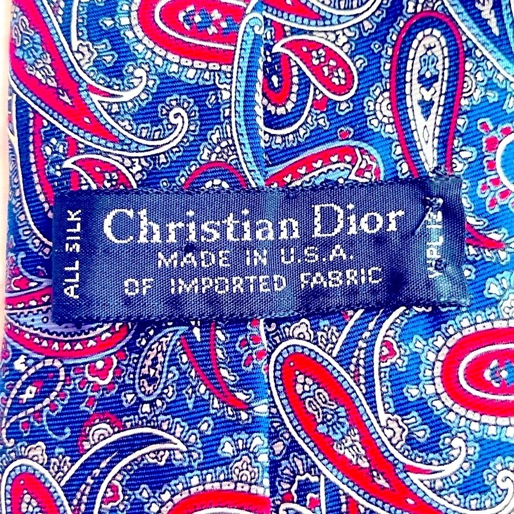 Christian Dior Paisley Tie Navy Red Deadstock